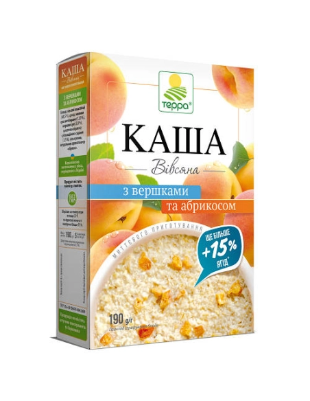 Каша вівсяна з вершками та абрикосом миттєвого приготування 0,19 кг