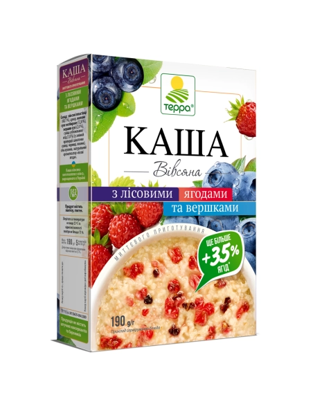 Каша вівсяна з вершками та лісовими ягодами миттєвого приготування 0,19 кг