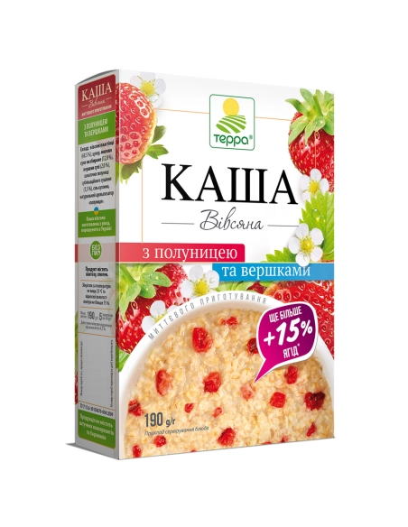 Каша вівсяна з вершками та полуницею миттєвого приготування 0,19 кг