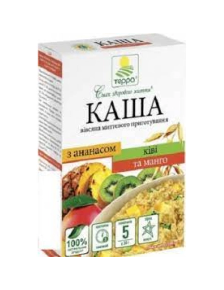 Каша вівсяна з манго, ківі та ананасом миттєвого приготування 0,19 кг