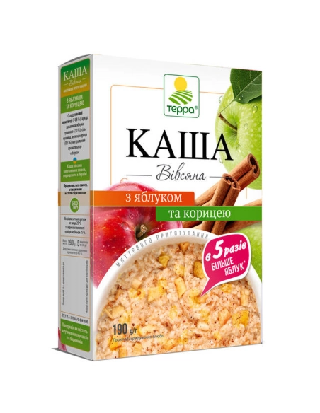 Каша вівсяна з яблуком та корицею миттєвого приготування 0,19 кг