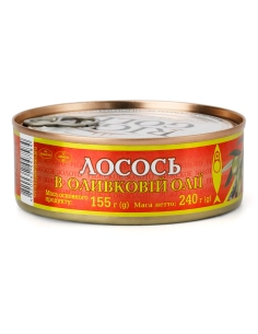 Консерви рибні"Лосось в оливковій олії",ж/б№3, з ключем240г ТМРизьке золото(24шт в уп)