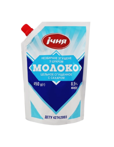 Молоко згущене незбиране з цукром Ічня 8,5% д/п 0,450кг ДСТУ 4274:2019