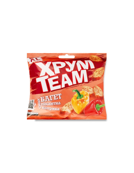 Сухарики зі смаком пікантної паприки ,серія "Багет" , ТМ "ХрумTeam" 100г