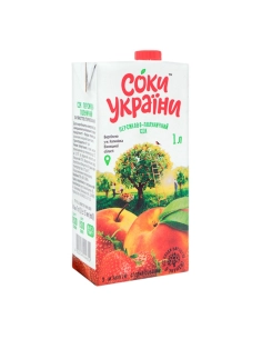 ТМ "Соки України"1л персиково-полуничний з м`якоттю Сік