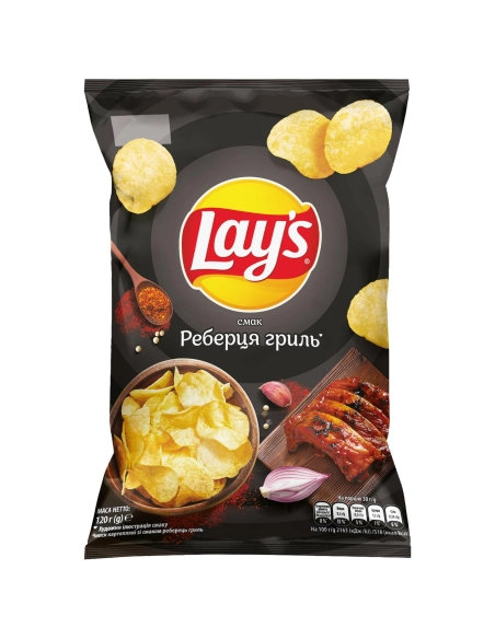 Чипси картопляні зі реберець гриль ,ТМ Lay*s120г