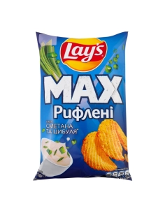 Чипси картопляні зі смаком сметани та цибулі ,рифлені ТМ Lay*s MAX