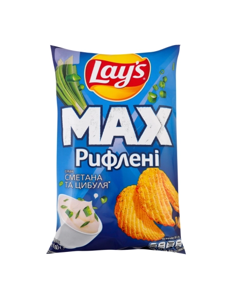 Чипси картопляні зі смаком сметани та цибулі ,рифлені ТМ Lay*s MAX