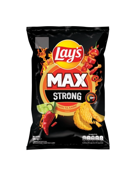 Чипси картопляні зі смаком чилі та лайму ,рифлені ТМ Lay*sMAX