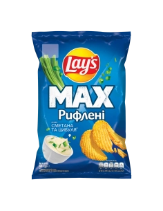Чипси картопляні рифлені зі смаком сметани та цибулі ,ТМ Lay*s