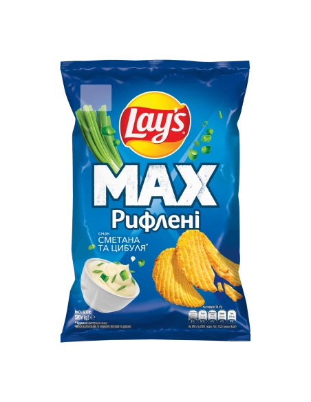 Чипси картопляні рифлені зі смаком сметани та цибулі ,ТМ Lay*s