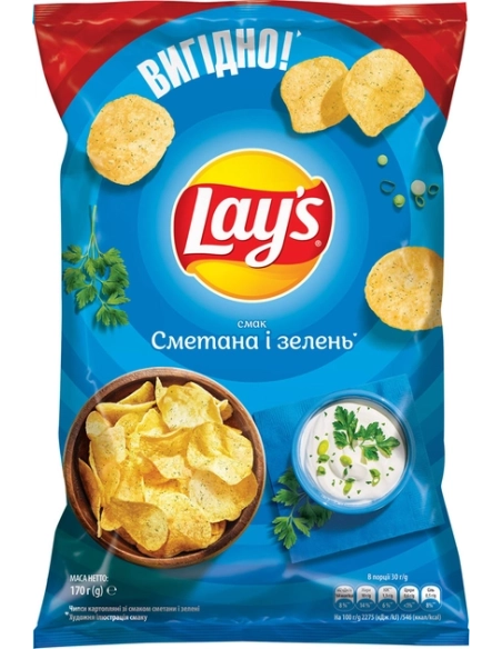 Чипси картопляні зі смаком сметани і зелені ,ТМ Lay*s