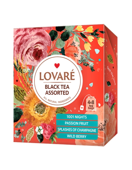 LOVARE Чай чорний асорті "Assorted black tea" 50пак.в індивідуальних конвертах по 2г