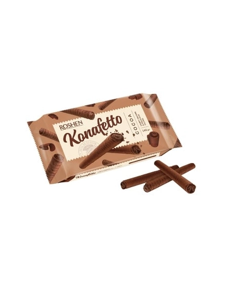 ВАФЕЛЬНІ ТРУБОЧКИ Konafetto cocoa з начинкою крем-какао ВКФ 140г/15 шт