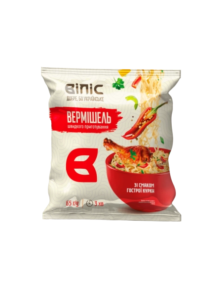 Вермішель швидкого приготування зі смаком курки гострої ,65г /ВІЛІС/