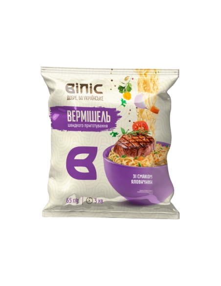 Вермішель швидкого приготування зі смаком яловичини ,65г /ВІЛІС/