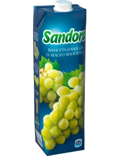 Виноградний сік із білого винограду відновлений освітлений пастеризований TM 'Sandora' 0.95л