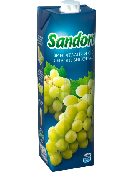 Виноградний сік із білого винограду відновлений освітлений пастеризований TM 'Sandora' 0.95л