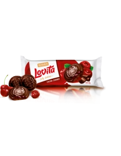 ЗДОБНЕ ПЕЧИВО Lovita Jelly Cookies з желейною начинкою какао+вишня ККФ 135г/21шт