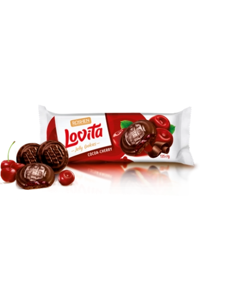 ЗДОБНЕ ПЕЧИВО Lovita Jelly Cookies з желейною начинкою какао+вишня ККФ 135г/21шт