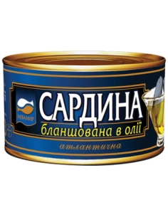 Консерви рибні"Сардина атлантична в олії", ж/б№3, з ключем, 240г.ТМ Ризьке золото(24шт в упак