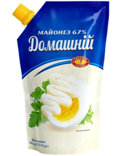 Майонез 67%"Домашній" дой-пак зі штуцером 500гр ТМ"Чугуєв-продукт"