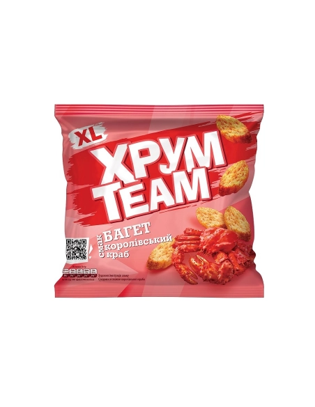 Сухарики зі смаком королівського краба ,серія "Багет" , ТМ "ХрумTeam" 100г