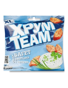 Сухарики зі смаком сметани і зелені , серія "Багет" ТМ"ХрумTeam" 60г