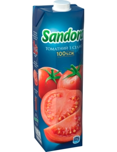 Томатний сік з сіллю відновлений стерилізований, ТМ 'Sandora' 0.95л