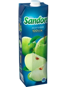 Яблучний сік відновлений освітлений пастеризований,ТМ 'Sandora' 0.95л