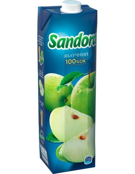 Яблучний сік відновлений освітлений пастеризований,ТМ 'Sandora' 0.95л